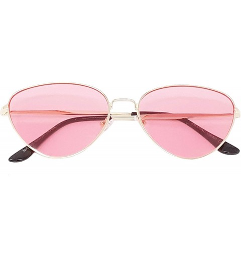 Cat Eye Vintage Pointed Cat Eye Retro Lightweight Metal Color Transparent Lens Sunglasses for Women - Unisex-SM1112 - C618KQM...