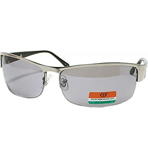 Semi-rimless Mens Fashion Sunglasses Half Rim Rectangular Metal Frame Eyewear - Silver - CQ11DMYNM2V $12.47