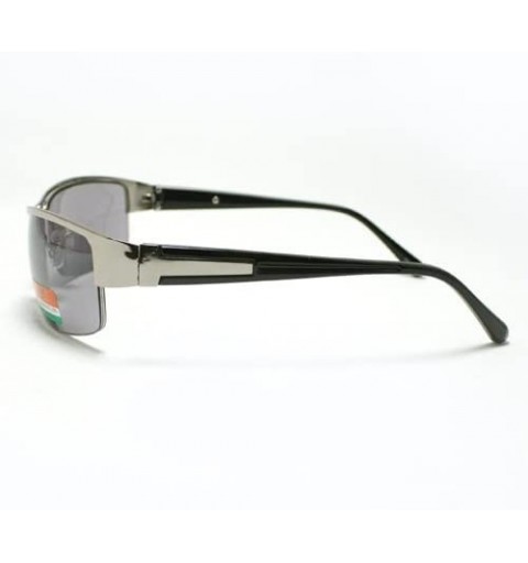 Semi-rimless Mens Fashion Sunglasses Half Rim Rectangular Metal Frame Eyewear - Silver - CQ11DMYNM2V $12.47