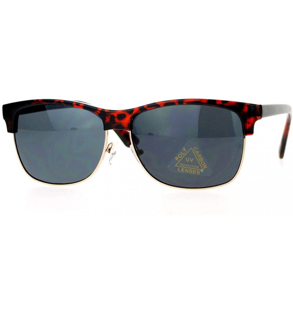 Oval Unisex Designer Fashion Sunglasses Half Rim Style Oval Rectangular - Tortoise - C3125FMQOFT $12.83