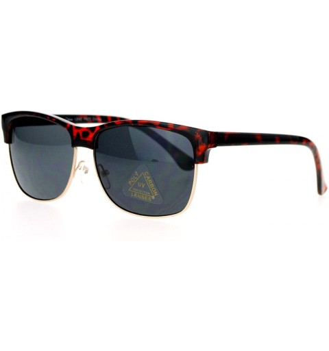 Oval Unisex Designer Fashion Sunglasses Half Rim Style Oval Rectangular - Tortoise - C3125FMQOFT $12.83