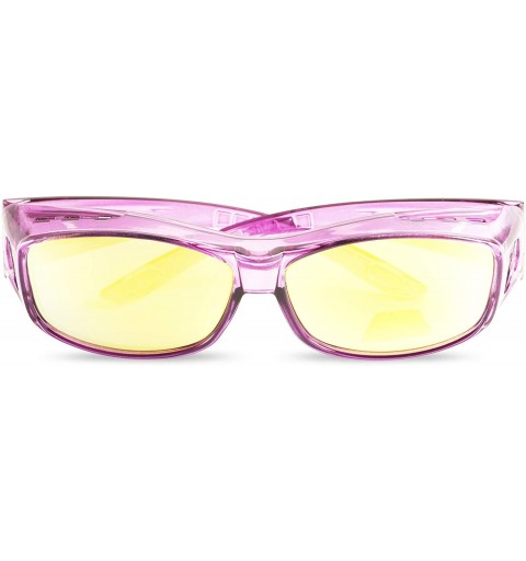 Wrap Reflective Over Glasses Sunglasses with Mirrored Lenses- Box and Cloth - Polarized Protection - Style 1 - Purple - CI18I...