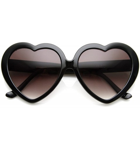 Oversized Womens Oversized Polk-Dot Heart Shaped Sunglasses (Black) - CL11F5C7OKT $7.74
