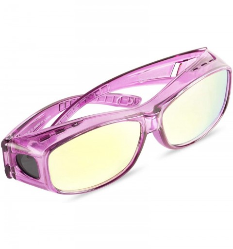 Wrap Reflective Over Glasses Sunglasses with Mirrored Lenses- Box and Cloth - Polarized Protection - Style 1 - Purple - CI18I...