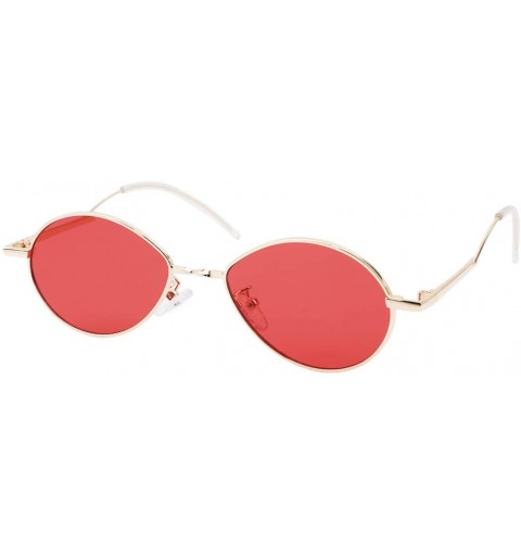 Oval Vintage Sunglasses Women Small Oval Retro Sunglasses Ladies Summer Style Shades Oval Sunglasses - Red - CM18IS8MSER $9.30