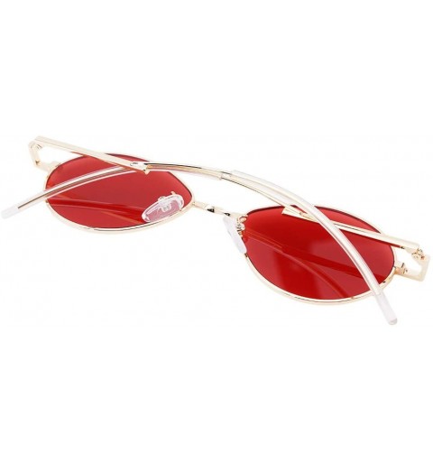 Oval Vintage Sunglasses Women Small Oval Retro Sunglasses Ladies Summer Style Shades Oval Sunglasses - Red - CM18IS8MSER $9.30
