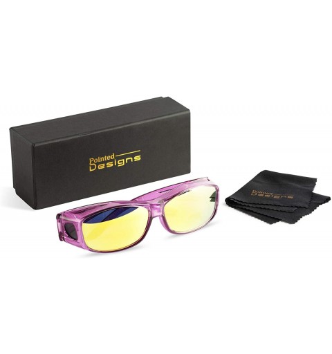 Wrap Reflective Over Glasses Sunglasses with Mirrored Lenses- Box and Cloth - Polarized Protection - Style 1 - Purple - CI18I...