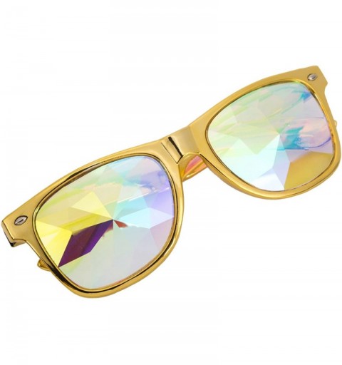 Sport Festivals Kaleidoscope Glasses for Raves - Goggles Rainbow Prism Diffraction Crystal Lenses - Yellow - C518DWDDSHS $14.54