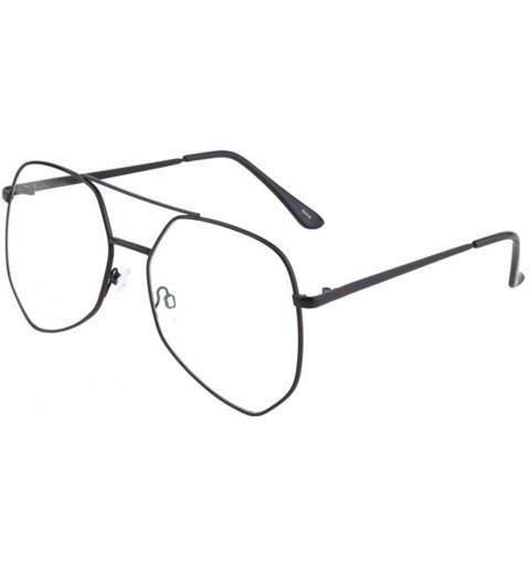 Aviator Clear Lens Geometric Rim Aviator Sunglasses - Black - CA190DK5HXS $27.28