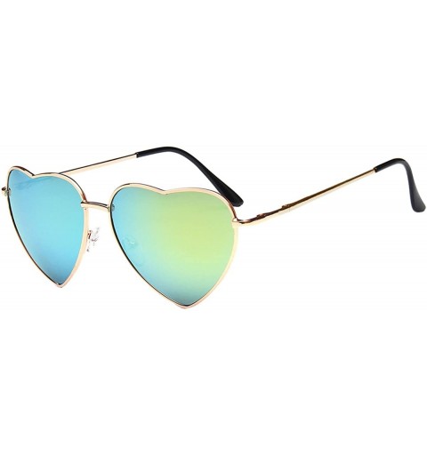 Sport Rebecca Women Eyewear Heart Sunglasses Stylish Beach Viator Full Mirror Lens Sunglasses with Glasses Case - Green - CP1...