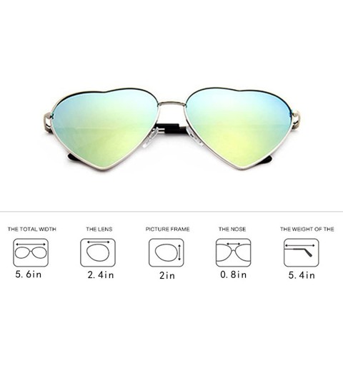 Sport Rebecca Women Eyewear Heart Sunglasses Stylish Beach Viator Full Mirror Lens Sunglasses with Glasses Case - Green - CP1...