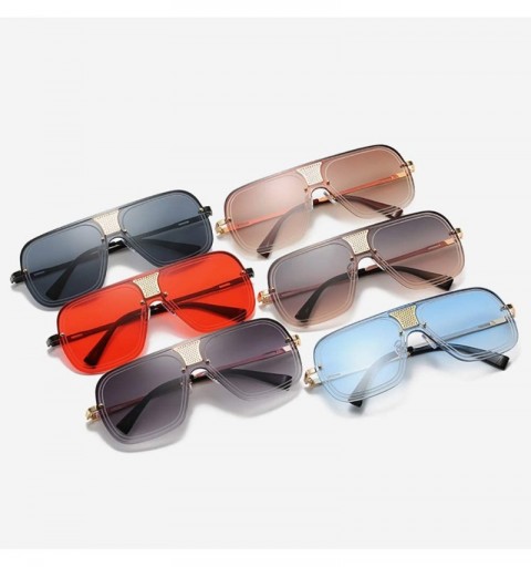 Oversized Rimless Oversized sunglasses for men women Retro Metal Frame UV400 Protection - 3 - C4199QIOX3T $15.71