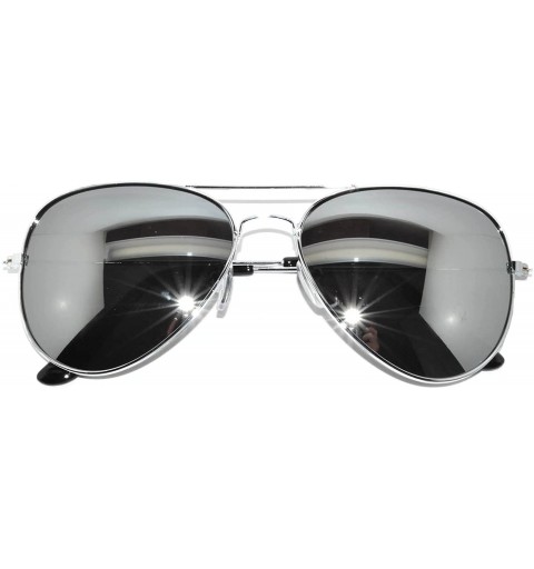 Aviator Aviator Silver Frame Mirror Lens Classic Sunglasses - C4117L6KXMX $11.14