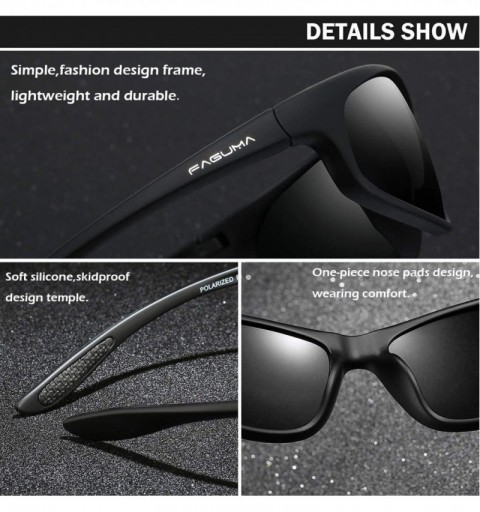 Sport Polarized Sports Sunglasses For Men Cycling Driving Fishing 100% UV Protection - Matte Black Frame/Grey Lens - C618ZTRN...