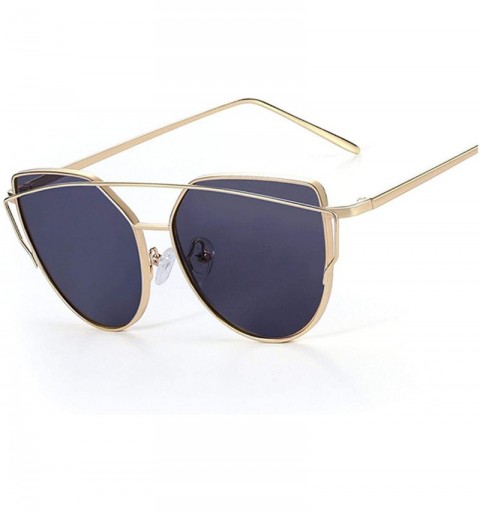 Aviator Cat Eye Brand Sunglasses Women Designer Mirror Flat Rose Gold Vintage Metal Reflective Female - C6 - C6198ZYSG96 $27.28
