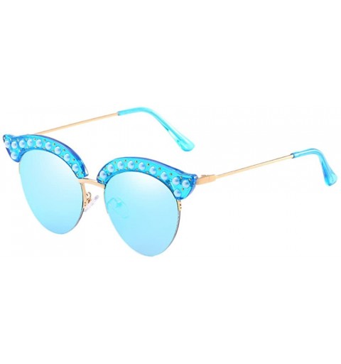 Sport Candy Color Half-frame Style Eyewear Sunglasses for Women Cat Eyes with Case - Purple - CK18DMN03QO $33.52