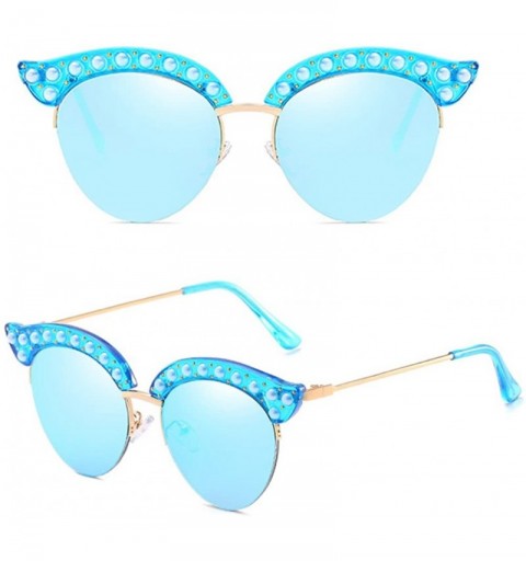 Sport Candy Color Half-frame Style Eyewear Sunglasses for Women Cat Eyes with Case - Purple - CK18DMN03QO $30.73