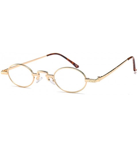 Rimless Unisex Vintage Oval Glasses Small Metal Frames Sunglasses UV400 - Glod White - C018NNWYEHZ $9.21