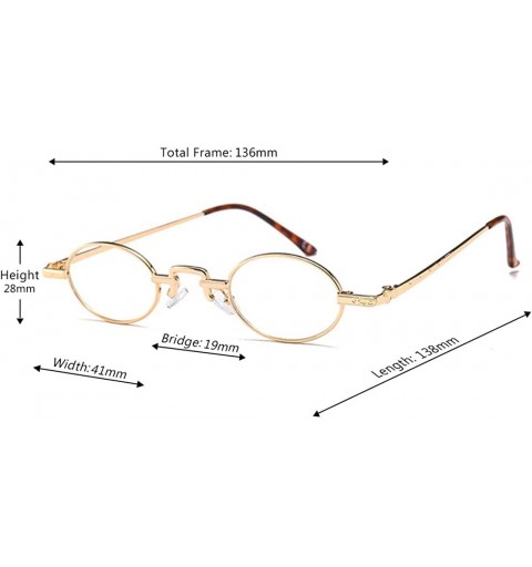 Rimless Unisex Vintage Oval Glasses Small Metal Frames Sunglasses UV400 - Glod White - C018NNWYEHZ $9.21