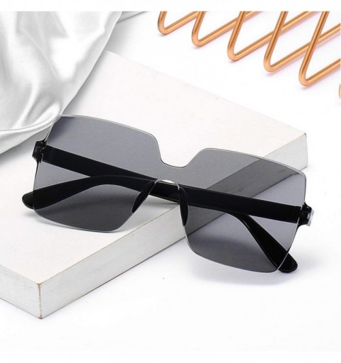 Rimless Fashion Sunglasses Women Ladies Red Yellow Square Sun Glasses Female Driving Shades UV400 Feminino - Black Gray - C41...