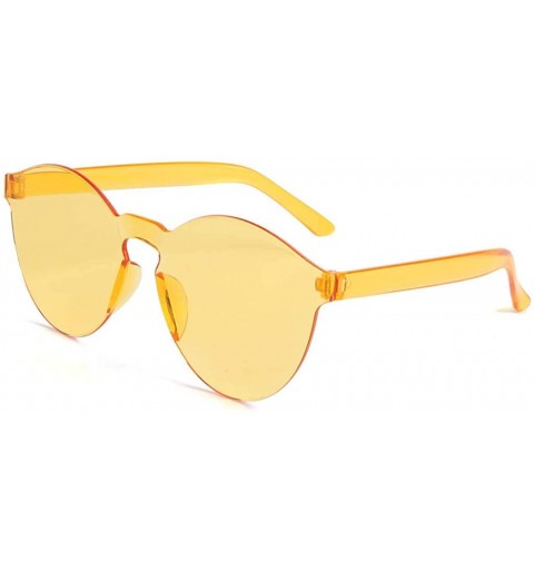 Rimless Sweet Couple Sunglasses-Frameless Transparent Glasses Europe America Style Candy Color Trendy Glasses - Orange - CR19...