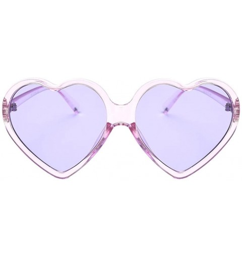 Round Women's Sunglasses-Vintage Heart-shaped Frame Sunglasses Stylish UV yewear - Purple - CE18EMSIW0Z $6.96