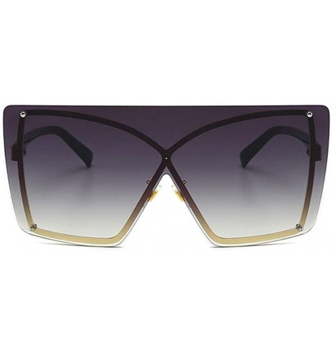 Rimless Oversized Rimless Square Sunglasses Women Brand Designer One Piece Sun Glasses Female Flat Top Gradient Eyewear - CL1...
