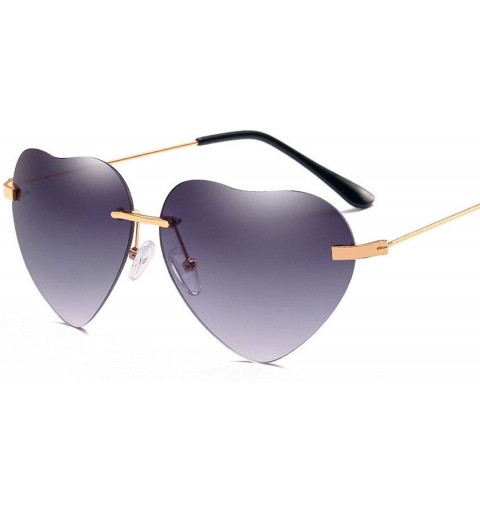Oversized Retro Metal Love Heart Sunglasses Women Vintage Gold Frame Rainbow Lenses Shade Eyewear - 5 - CU18W39MH97 $11.32