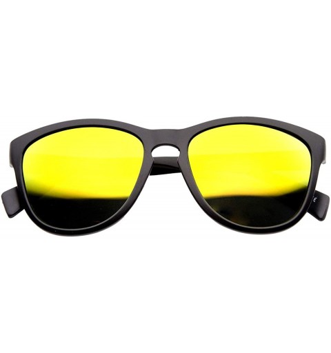 Wayfarer Retro Key Hole Mirror Lenses Horned Rim Sunglasses - Black Sun - CT11YEC8QK3 $11.58