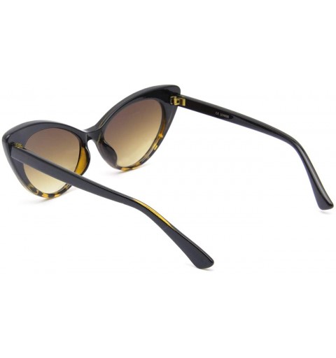 Oversized Vintage Cateye Rhinestone Sunglasses for Women Retro Narrow Small Sun Glasses - Brown Lens/Black - CA18S6S00Z8 $9.38