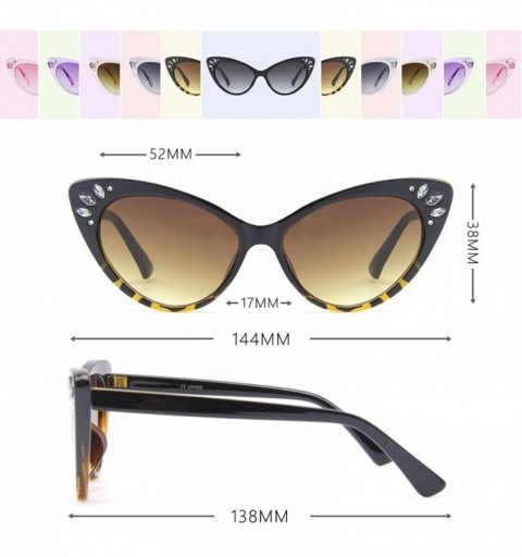 Oversized Vintage Cateye Rhinestone Sunglasses for Women Retro Narrow Small Sun Glasses - Brown Lens/Black - CA18S6S00Z8 $9.38