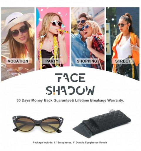 Oversized Vintage Cateye Rhinestone Sunglasses for Women Retro Narrow Small Sun Glasses - Brown Lens/Black - CA18S6S00Z8 $9.38