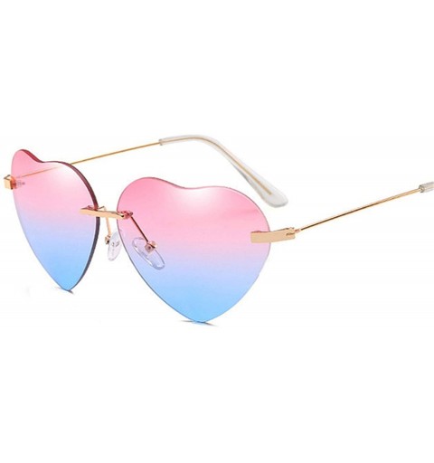 Rimless Heart Sunglasses Women Love Rimless Frame Clear Transparent Tint Sun Glasses Vintage - As Picture-4 - CM18W5EMQHO $25.59