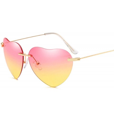Rimless Heart Sunglasses Women Love Rimless Frame Clear Transparent Tint Sun Glasses Vintage - As Picture-4 - CM18W5EMQHO $25.59