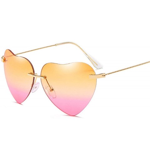 Rimless Heart Sunglasses Women Love Rimless Frame Clear Transparent Tint Sun Glasses Vintage - As Picture-4 - CM18W5EMQHO $25.59