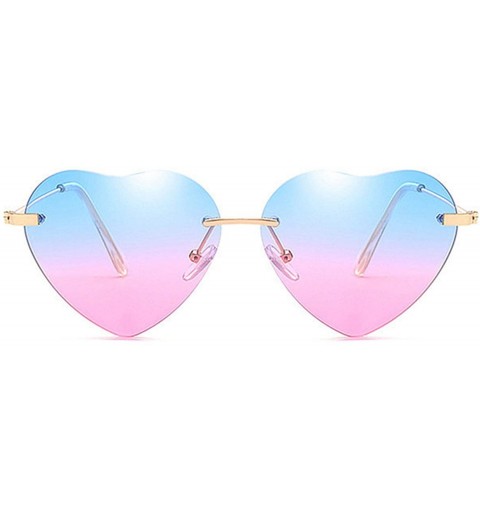 Rimless Heart Sunglasses Women Love Rimless Frame Clear Transparent Tint Sun Glasses Vintage - As Picture-4 - CM18W5EMQHO $25.59
