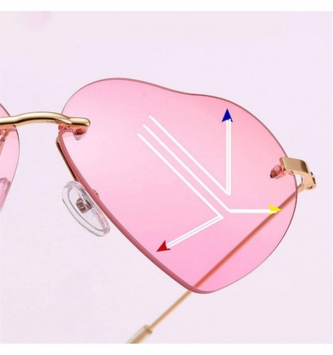 Rimless Heart Sunglasses Women Love Rimless Frame Clear Transparent Tint Sun Glasses Vintage - As Picture-4 - CM18W5EMQHO $25.59