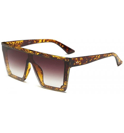 Round New retro square Siamese sexy luxury brand designer UV400 oversized unisex sunglasses - Leopard - CP18LMWKTD4 $8.55