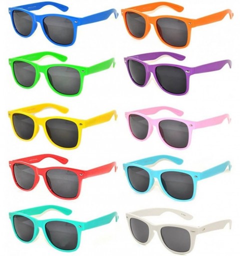 Wayfarer Wholesale 10 Pack Colored Frame Vintage Retro Sunglasses Smoke Lens - Smoke_lens_10_pairs - C81273D00K3 $40.55