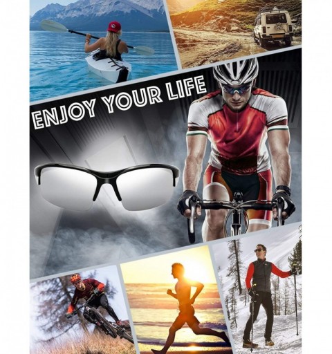 Rimless Half Frame Sports Sunglasses for Men Women Baseball Cycling Running - S605-shiny Black - C618EMOSLG7 $16.80