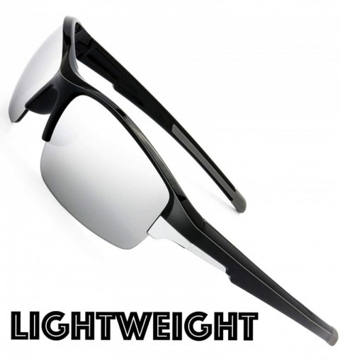 Rimless Half Frame Sports Sunglasses for Men Women Baseball Cycling Running - S605-shiny Black - C618EMOSLG7 $16.80