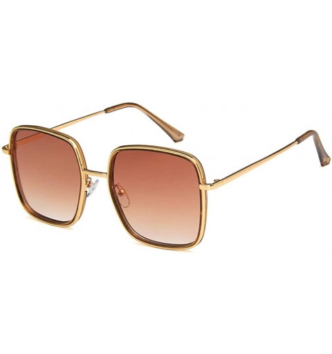 Square Unisex Sunglasses Fashion Gold Pink Drive Holiday Square Non-Polarized UV400 - Gold Brown - CW18RKGAAZI $7.85