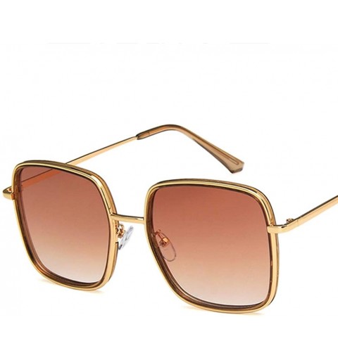 Square Unisex Sunglasses Fashion Gold Pink Drive Holiday Square Non-Polarized UV400 - Gold Brown - CW18RKGAAZI $7.85
