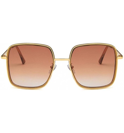 Square Unisex Sunglasses Fashion Gold Pink Drive Holiday Square Non-Polarized UV400 - Gold Brown - CW18RKGAAZI $7.85