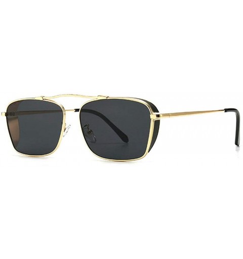 Oversized 2020 new retro punk windproof sunglasses sunglasses personality brand designer female sunglasses - Gold Black - CW1...