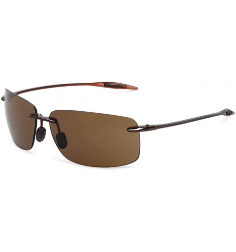 Wrap Sunglasses Rimless Running Lifestyle - C2-brown - C218HM2HK5M $16.14