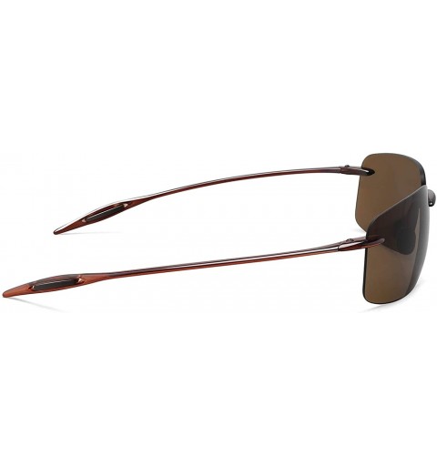 Wrap Sunglasses Rimless Running Lifestyle - C2-brown - C218HM2HK5M $16.14