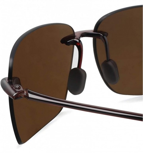 Wrap Sunglasses Rimless Running Lifestyle - C2-brown - C218HM2HK5M $16.14