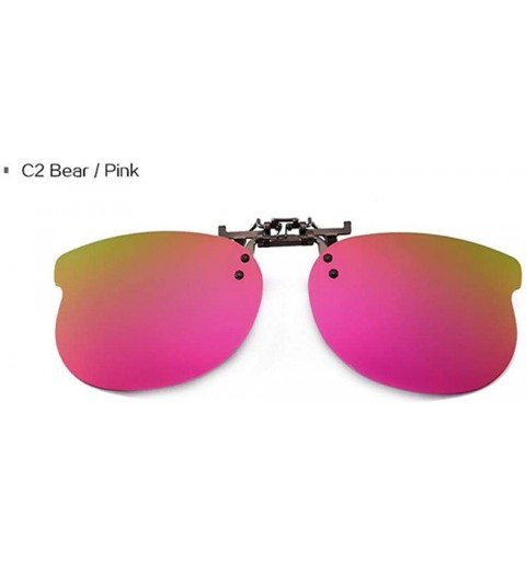 Aviator Kids Polarized Sunglasses Clip Boys Girls Cute Children Clip On C2 Bear Blue - C2 Bear Pink - CT18XDWXGYH $8.11