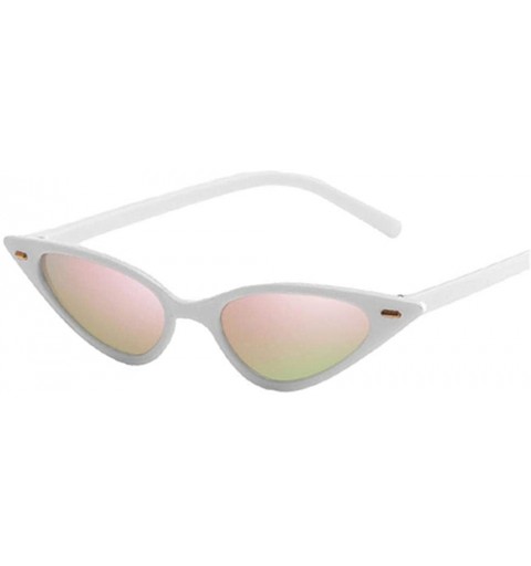 Aviator Women Vintage Cat Eye Sunglasses Brand Designer Triangle Ladies Retro Leopard - White - C918YLYNODL $7.20